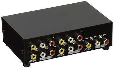 AuviPal 4Way RCA Switch 4 in 1 Out Composite Switcher Video LR Stereo Audio AV Selector Box for DVD VCR VHS AV Receiver PS2 Nintendo Game Consoles