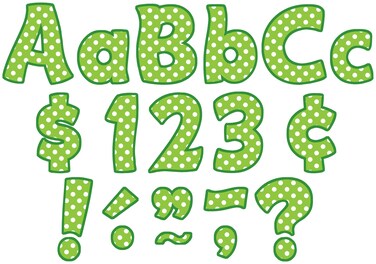 Teacher Created Resources Lime Polka Dots Funtastic Font 4 Letters Combo Pack TCR5345