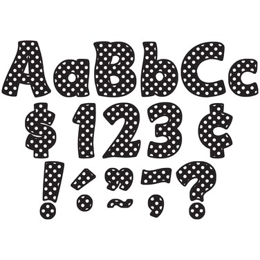 Teacher Created Resources Black Polka Dots Funtastic Font 4 Letters Combo Pack