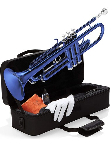 Mendini By Cecilio Bb Trumpet  Trumpets for Beginner or Advanced Student wCase Cloth Oil Gloves  Brass Musical Instruments For Kids  Adults