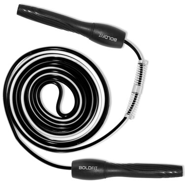 Boldfit Skipping Rope for Men and Women Jumping Rope With Adjustable Height Speed Skipping Rope for Exercise Gym Sports Fitness Adjustable Jump Rope Drumstick Black