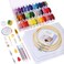 Caydo 164 Pieces Embroidery Kit with Organizer Box 72 Color Threads 3 Pieces Aida Cloth Instructions Embroidery Hoops and Cross Stitch Tools for Adults and Kids Beginners