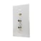 2 Coax 1 CAT6 Ethernet Wall Plate  ESYLink 2 Port Coaxial Cable TV FType and 1 Port Cat 6 Cover Plate  White