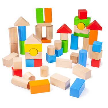 Bigjigs Toys Tub of Wooden Building Bricks  Stacking Blocks