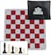 WE Games Ultimate Travel Tournament Chess Set  Foldable Red Silicone Board Staunton Triple Weighted Pieces  375 in King Compact Storage Pouch  Ideal for Portable Adult  Family Chess Games