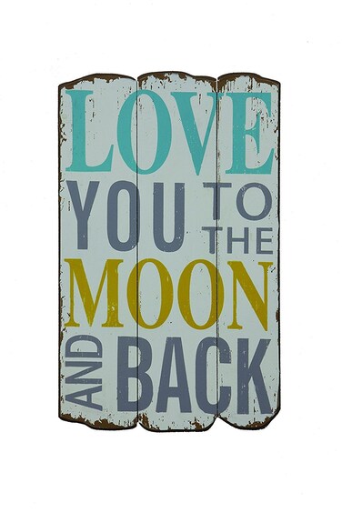 Creative CoOp Love You to The Moon and Back Distressed Wood Wall Plaque