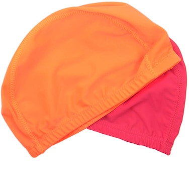 Qualtiy Yes QY 2Pack Superior Polyester Cloth Fabric Bathing Cap Swimming Caps Swimming Hats for Water Sports Bright Orange and Red