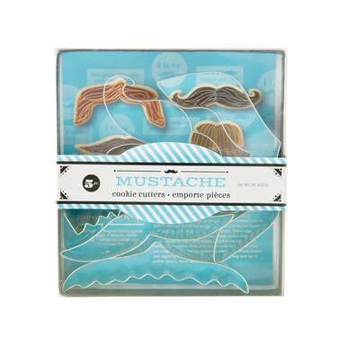 Fox Run 36036 Mustache Cookie Cutter Set TinPlated Steel 5Piece