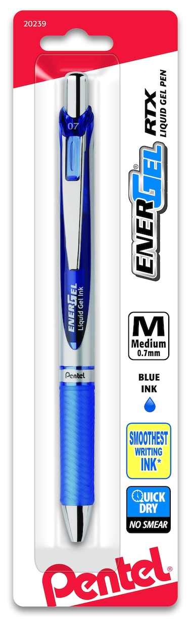 Pentel Gel Ink Pen EnerGel RTX Retractable Gel Pen 07mm Metal Tip Blue Ink 1 Pack BL77BPC