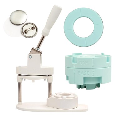 We R Memory Keepers Button Press Kit Includes Button Press Cutting Inserts Medium Circle Die Medium Press Insert 5 Buttons Make Pins Buttons Badges and Keychains