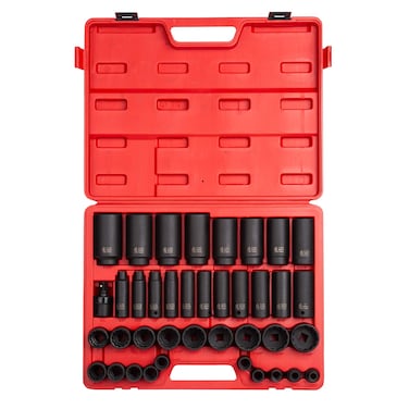 SUNEX TOOLS 2698 12Inch Drive 12Point SAE Master Impact Socket Set 39Piece
