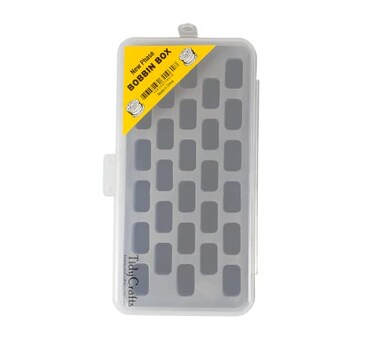 Tidy Crafts  Bobbin Box Organizer  One Durable Case with Snap Tight Lid for Your Sewing and Quilting Needs  Holds 28 Bobbins