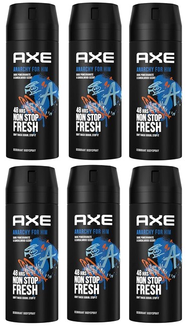 AXE Deodorant Body Spray Anarchy 150 Ml  507 Oz Pack of 6