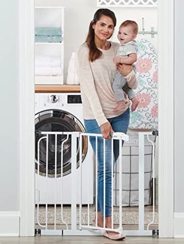 Regalo Easy Step 385Inch Wide Walk Thru Baby Gate Includes 6Inch Extension Kit Pressure Mount Kit Wall Cups