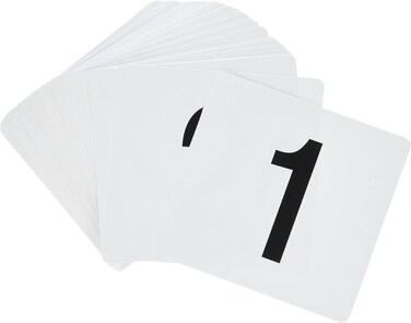 New Star Foodservice 23053 1100 Double Sided Table Numbers 4 x 4 Inch White