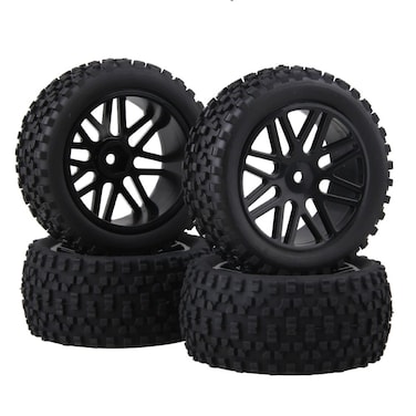 BQLZR Front and Rear 6601666036 Wheel Rim Rubber Tires for RC 110 OffRoad Car Pack