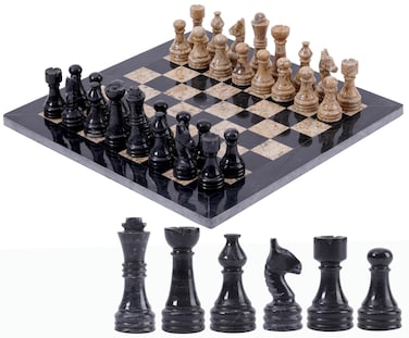 Radicaln Marble Chess Set 12 Inches Black and Coral Handmade Chess Outdoor Games 1 Chess Board  32 Chess Pieces 2 Player Games for Adults Board Games