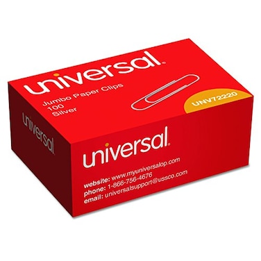 Universal Smooth Paper Clips Wire Jumbo Silver 100Box 10 BoxesPack UNV72220