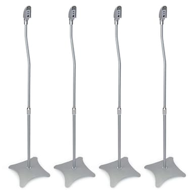 MountIt Speaker Stands for Surround Sound and Home Theater Speakers FloorStanding Height Adjustable Mounts Two Pairs 10 Lb Capacity Silver