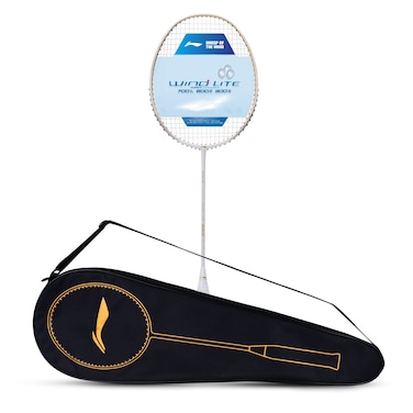 LiNing Wind Lite 700 II Carbon Graphite Badminton Strung Racket with Full Racket Cover WhiteGold