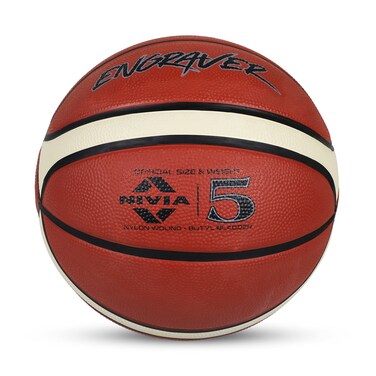 Nivia Engraver BasketballSoft Rubberized Moulded14 PanelSuitable for Hard SurfaceMatch Ballfor MenBasketball Size  5 BrownCreme
