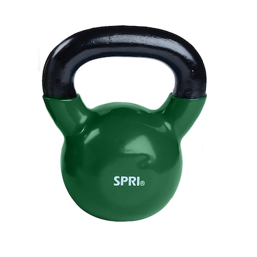 SPRI Kettlebell Weights Deluxe Cast Iron Vinyl Coated Comfort Grip Wide Handle Color Coded Kettlebell Weight Set Green 25Pound
