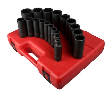 SUNEX TOOLS 2820 12Inch Drive 12Point SAE Deep Impact Set 19 Piece