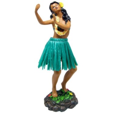 Hawaiian Dashboard Doll Leilani Girl Dancing Green
