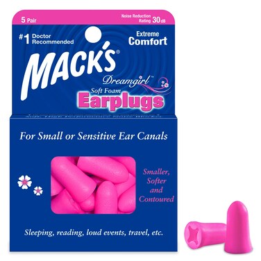 Macks Dreamgirl Soft Foam Earplugs 5 Pair Pink  Small Ear Plugs for Sleeping Snoring Studying Loud Events Traveling  Concerts