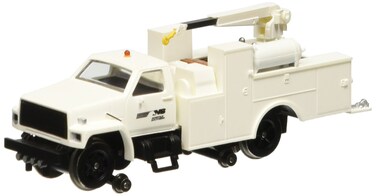 Bachmann Industries Maintenance of Way Hi Rail Equipment Truck with Crane DCC Equipped Norfolk Southern Train White HO Scale