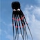 295 Inches  75M  Giant Octopus Paul Parafoil Kite Black with Handle  String Beach Park Outdoor Fun