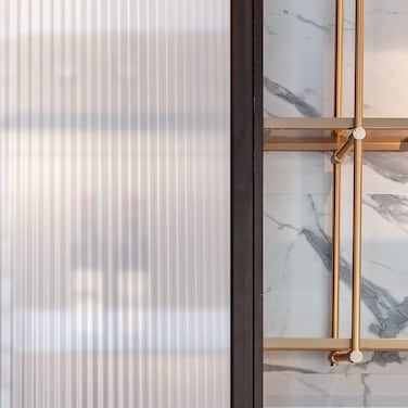 Mangobox Privacy Window Film Frosted Fluted Window Film Static Cling Window Sticker Reeded Glass Tinting for Bathroom Door Covering UV Block Etched Vertical Strips 175X 787 inches