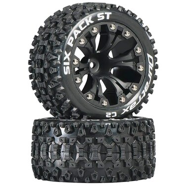 Duratrax Six Pack ST 28 2 Wheel Drive Mounted 12 Offset Tires Black 2 DTXC3562