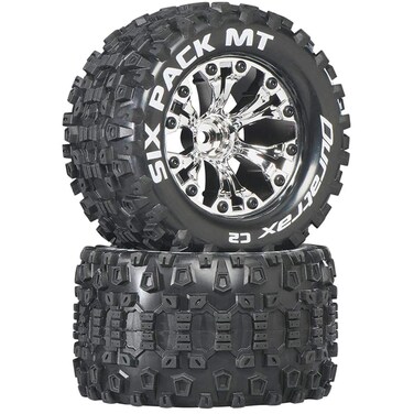 Duratrax SixPack MT 28 2 Wheel Drive Mounted 12 Offset Tires Chrome 2 DTXC3523