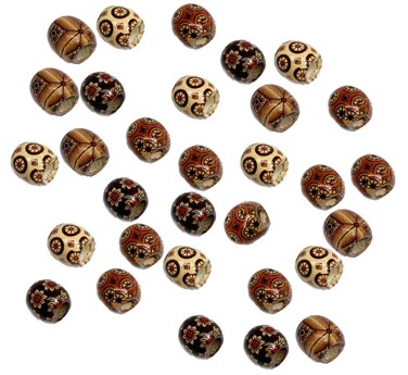 Rockin Beads 90 Wood Large Hole Macrame Beads 16mm Mixed Colors Painted