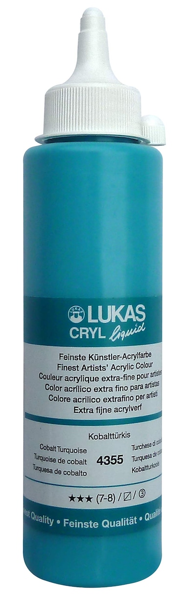LUKAS CRYL Liquid Soft Body Acrylic Paint Professional Low Viscosity Acrylic Paint  250 ml Bottle  Cobalt Turquoise