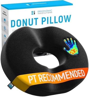 Donut Pillow Coccyx Seat Cushion for Tailbone Pain Relief Hemorrhoid Pillow Post Surgery Postpartum Pregnancy Back Hip Pain Sitting Butt Doughnut Ring Comfortably Supports 240 Lbs Men  Women