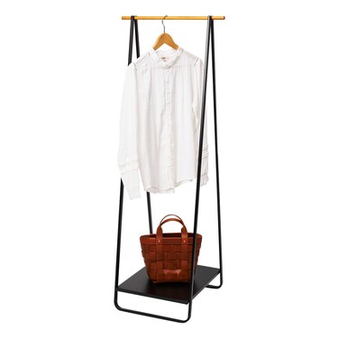 Yamazaki Home Tower Freestanding Coat Hanger Clothes Rack With Shelf 55  Steel