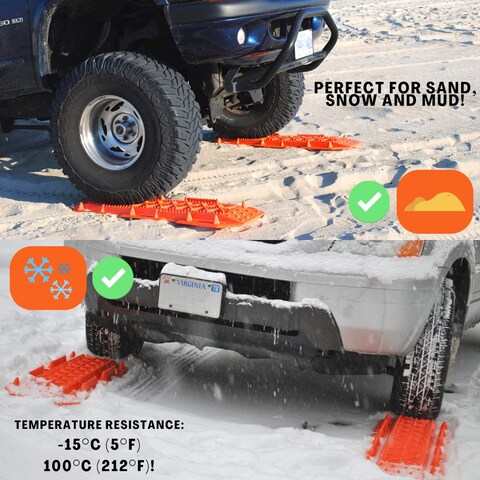 Maxsa 20333 HeavyDuty Escaper Buddy Traction Mats for OffRoad Mud Sand  Snow Vehicle Extraction and Recovery Bendable Unbreakable Orange 2 Pack