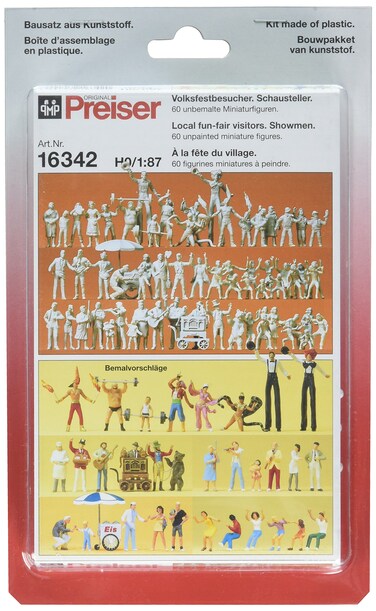 Preiser 16342 Unpainted Figure Set Fair Visitors  Showmen pkg60 HO Scale Figure