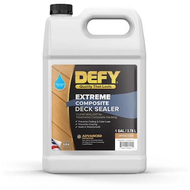 DEFY Composite Deck Sealer and Composite Deck Restorer  Premium Waterproof Sealant for Weathered Composite Wood Transparent Waterproof Coating 1 Gallon