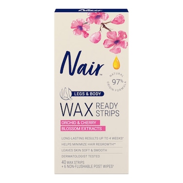 Nair Hair Remover Wax Ready Strips Legs and Body Hair Removal Wax Strips 40 Count 3 Pack