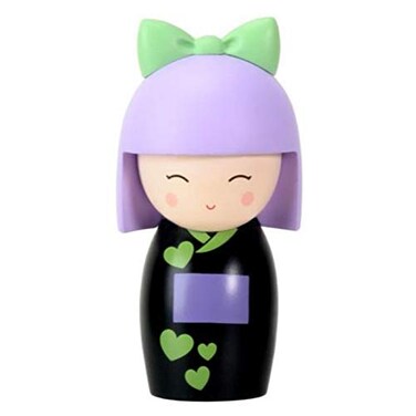 YTC Kokeshi Kokoro Little Japanese Girl in Black and Green Kimono Figurine