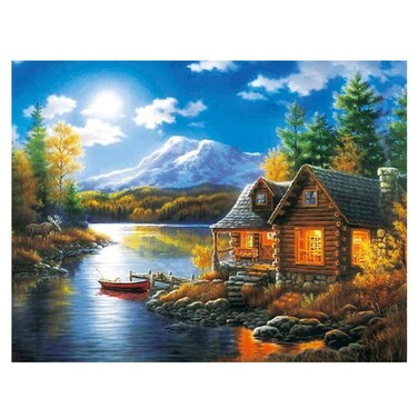 51buyoutgo Village Landscape Cross Stitch Kits 11 ct Easy Funny Preprinted Pre Printed Counted Stamped Cross Stitch Kits for Beginners Adults 11ct Cross Stitch Embroidery Starter Kit for Adults