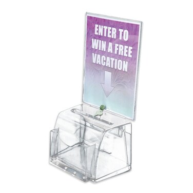 Azar 206009 Large Molded Suggestion Box with Pocket Lock and Key Clear Medium