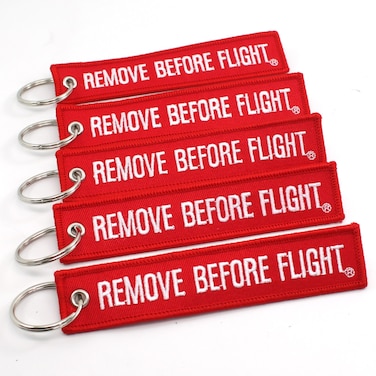 Rotary13B1 Remove Before Flight Key Chain  5 Pack Red with White Letters
