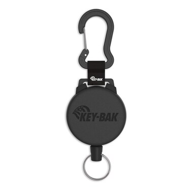 KEYBAK SECURIT HD Retractable Keychain 48 Retractable Cord 8 oz Retraction Durable Polycarbonate Case Zinc Alloy Carabiner Split Ring Black