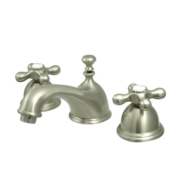 Kingston Brass KS3968AX Restoration Widespread Lavatory Faucet with Metal Cross Handle Brushed Nickel8Inch Adjustable Center