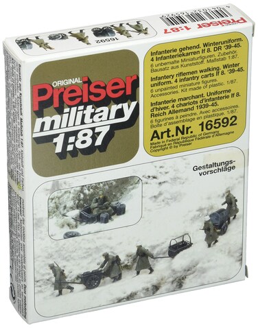 Preiser 16592 Former German Army WWII Unpainted Figure Sets HO Scale Military Model Figure