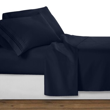 Clara Clark Bed Sheets Premier 1800 Series 4 Piece Bed Sheet Set Deep Pocket Wrinkle Fade Stain Resistant Luxury Soft Bedding Sheets  Pillowcases Queen Navy Blue